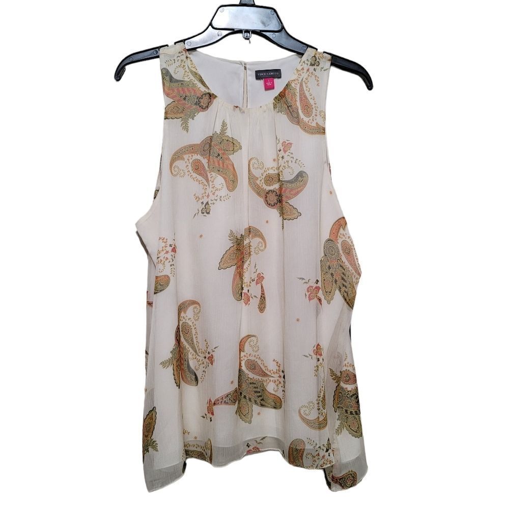 Vince Camuto Paisley Ceam Sleeveless Blouse L Nwt